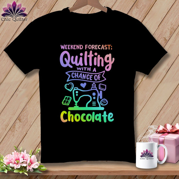 MyDesigns Physical Item S / Black Weekend Forecast Quilting With a Chance of Chocolate ~ Relaxed Fit Tee