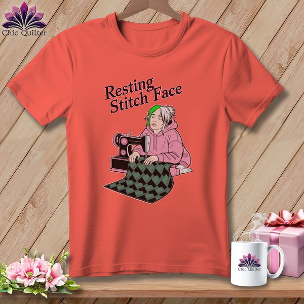 MyDesigns Physical Item S / Bright Salmon Bias Billie - Resting Stitch Face ~ Premium Tee