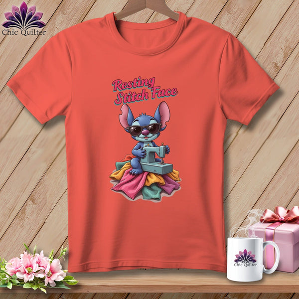 MyDesigns Physical Item S / Bright Salmon Snither Stitcher - Resting Stitch Face ~ Premium Tee