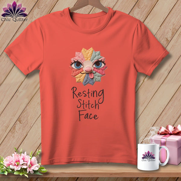 MyDesigns Physical Item S / Bright Salmon Tongue - Resting Stitch Face ~ Premium Tee