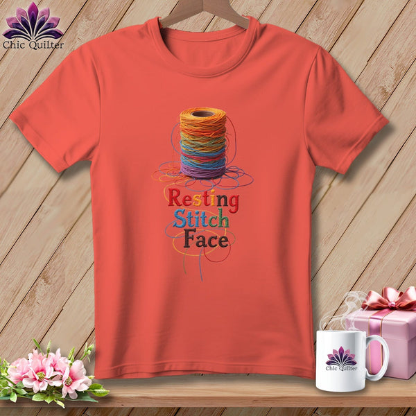 MyDesigns Physical Item S / Bright Salmon Twisted - Resting Stitch Face ~ Premium Tee