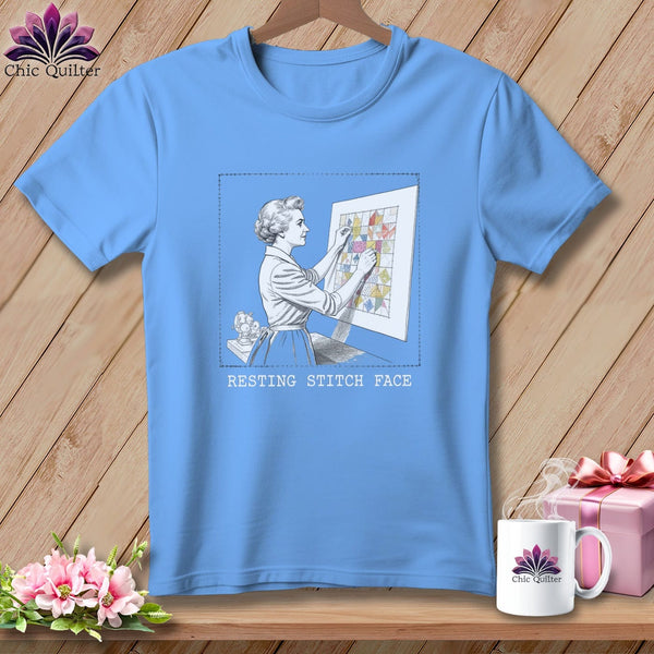 MyDesigns Physical Item S / Carolina Blue El-Seam--Nor Roosevelt - Resting Stitch Face ~ Relaxed Fit Tee