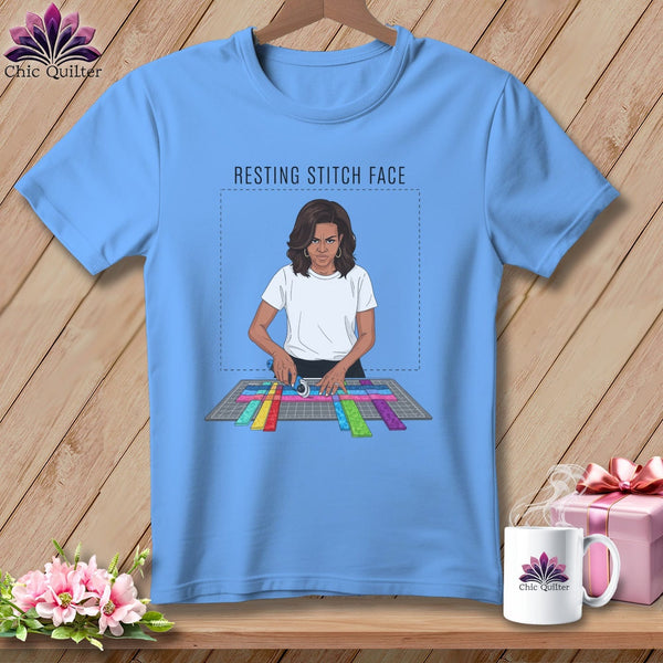 MyDesigns Physical Item S / Carolina Blue Mich Sew - Resting Stitch Face ~ Relaxed Fit Tee