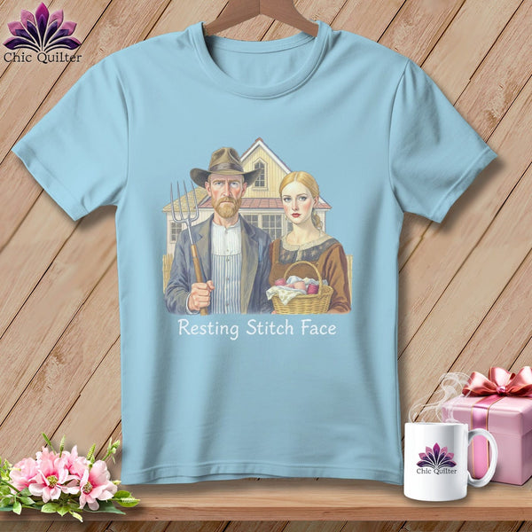 MyDesigns Physical Item S / Chambray American Gothic Seamstress - Resting Stitch Face ~ Premium Tee