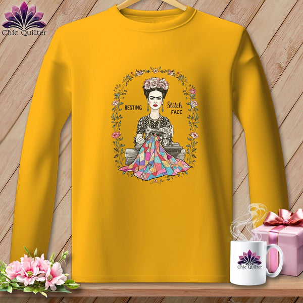 MyDesigns Physical Item S / Gold Fray-da Kahio - Resting Stitch Face ~ Long Sleeve Tee