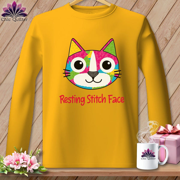MyDesigns Physical Item S / Gold Patchwork Smile - Resting Stitch Face ~ Long Sleeve Tee