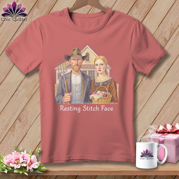 MyDesigns Physical Item S / Heather Mauve American Gothic Seamstress - Resting Stitch Face ~ Relaxed Fit Tee