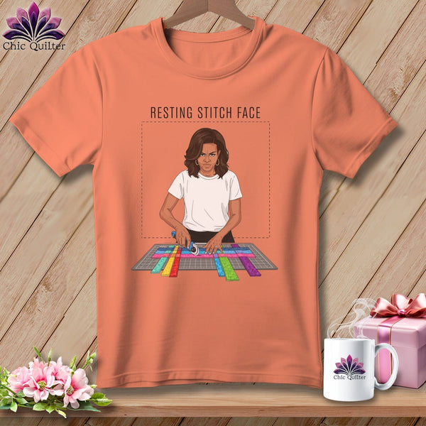 MyDesigns Physical Item S / Heather Sunset Mich Sew - Resting Stitch Face ~ Relaxed Fit Tee