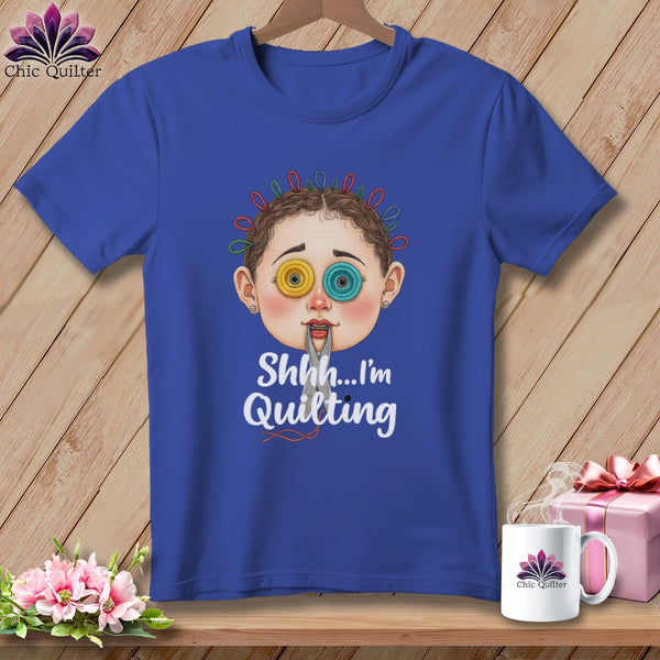 MyDesigns Physical Item S / Heather True Royal Shhh Im Quilting ~ Relaxed Fit Tee