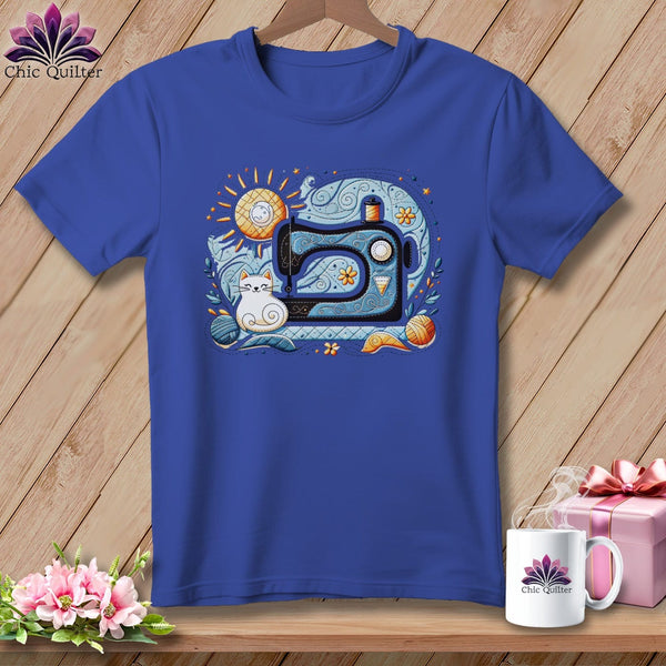MyDesigns Physical Item S / Heather True Royal Zen Kitty Quilter ~ Relaxed Fit Tee