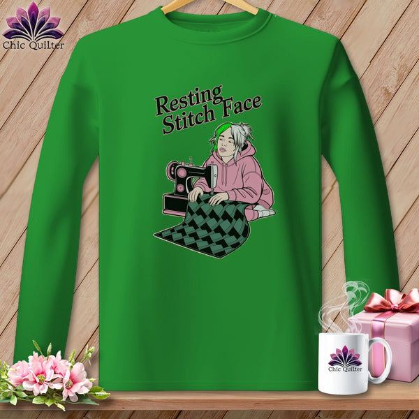 MyDesigns Physical Item S / Irish Green Bias Billie - Resting Stitch Face ~ Long Sleeve Tee