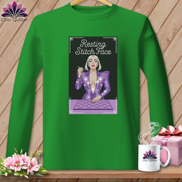 MyDesigns Physical Item S / Irish Green Lacy Gagga - Resting Stitch Face ~ Long Sleeve Tee