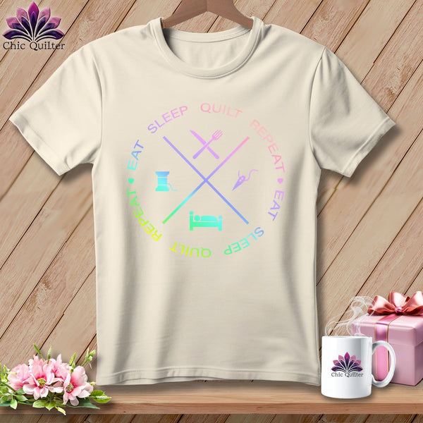 MyDesigns Physical Item S / Natural Eat sleep quilt repeat ~ Relaxed Fit Tee