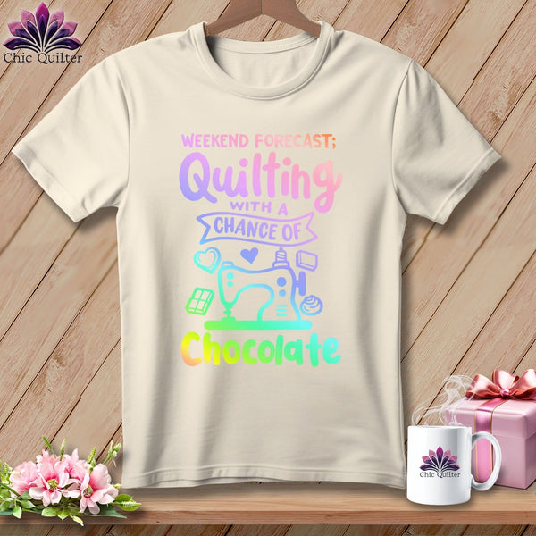 MyDesigns Physical Item S / Natural Weekend Forecast Quilting With a Chance of Chocolate ~ Relaxed Fit Tee