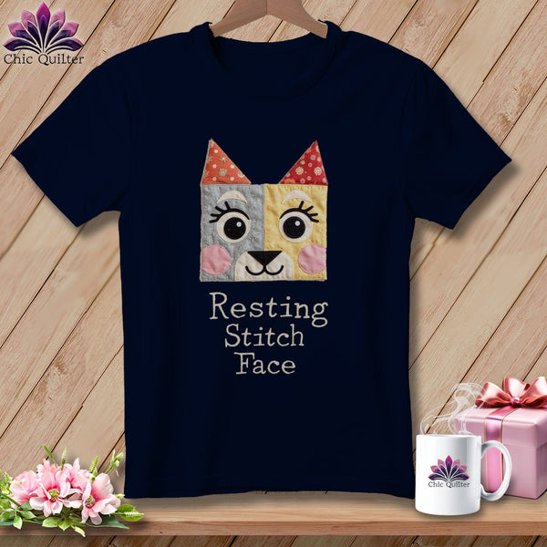 MyDesigns Physical Item S / Navy Bowow - Resting Stitch Face ~ Relaxed Fit Tee
