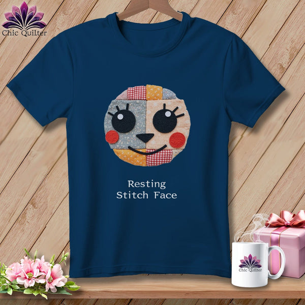 MyDesigns Physical Item S / Navy Cheeky - Resting Stitch Face ~ Premium Tee
