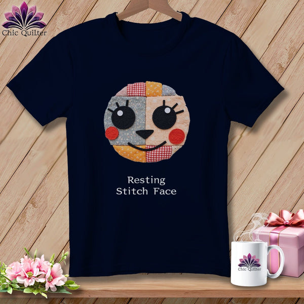MyDesigns Physical Item S / Navy Cheeky - Resting Stitch Face ~ Relaxed Fit Tee