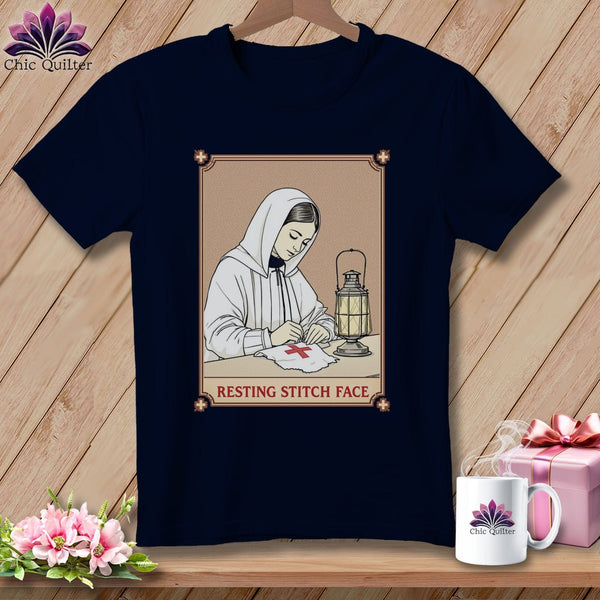 MyDesigns Physical Item S / Navy Florence Needle-Gale - Resting Stitch Face ~ Relaxed Fit Tee