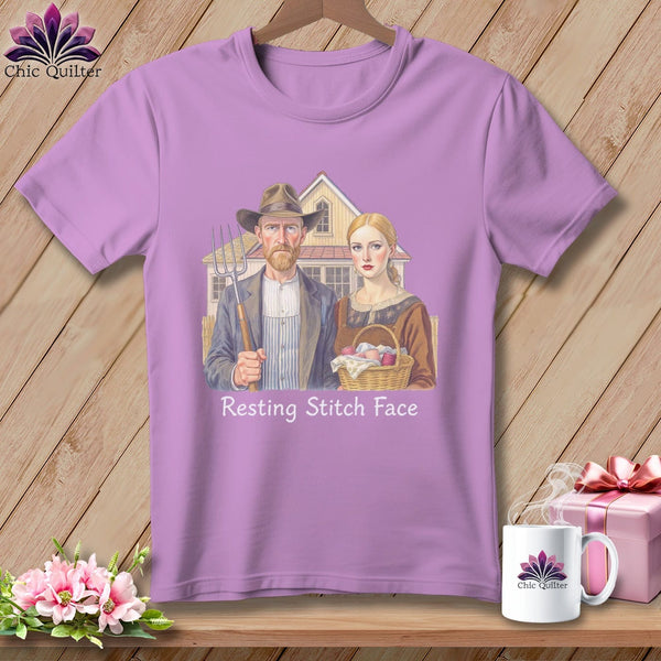 MyDesigns Physical Item S / Orchid American Gothic Seamstress - Resting Stitch Face ~ Premium Tee