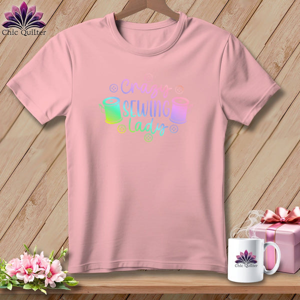MyDesigns Physical Item S / Pink Crazy sewing lady ~ Relaxed Fit Tee