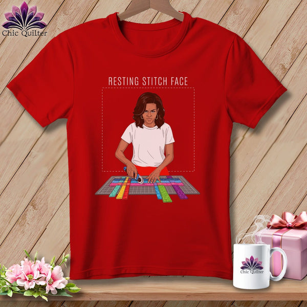 MyDesigns Physical Item S / Red Mich Sew - Resting Stitch Face ~ Relaxed Fit Tee