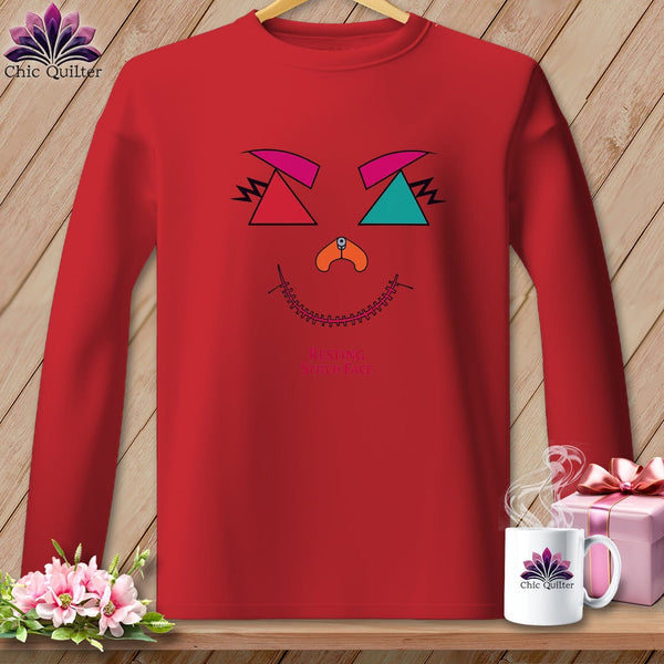 MyDesigns Physical Item S / Red Psychedelic Face - Resting Stitch Face ~ Long Sleeve Tee