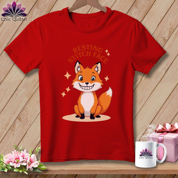 MyDesigns Physical Item S / Red Silly Fox - Resting Stitch Face ~ Relaxed Fit Tee