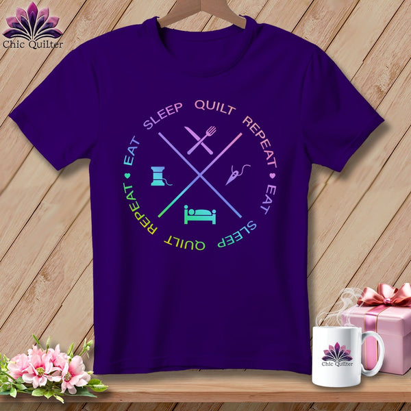 MyDesigns Physical Item S / Team Purple Eat sleep quilt repeat ~ Relaxed Fit Tee