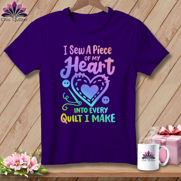 MyDesigns Physical Item S / Team Purple I Sew A Piece of My Heart Into Every Quilt ~ Relaxed Fit Tee