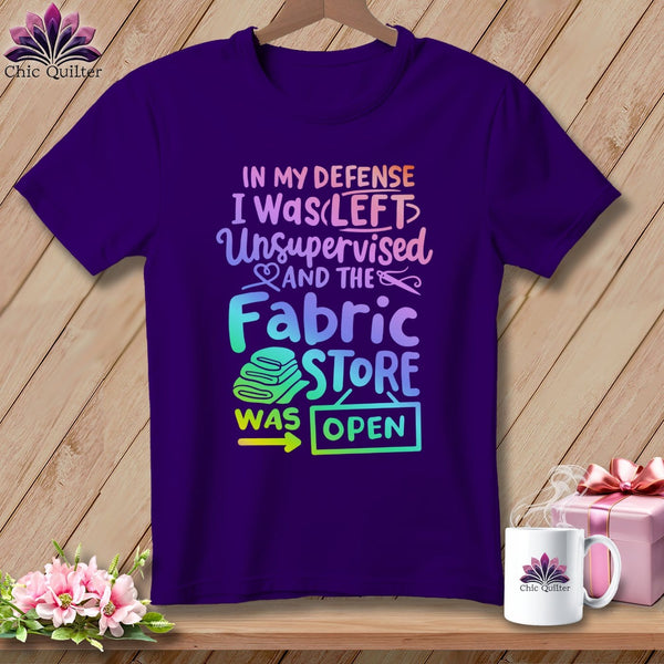 MyDesigns Physical Item S / Team Purple In My Defence I Was Left Unsupervised and the Fabric Store was Open ~ Relaxed Fit Tee