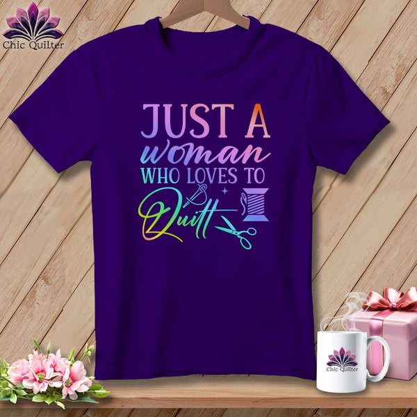 MyDesigns Physical Item S / Team Purple Just a Woman Who Loves to Quilt ~ Relaxed Fit Tee