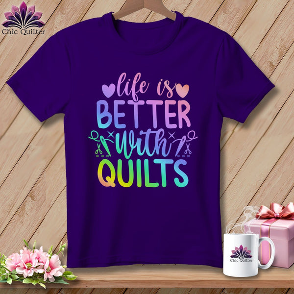 MyDesigns Physical Item S / Team Purple LIfe is Better with Quilts ~ Relaxed Fit Tee