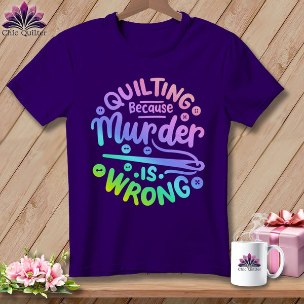 MyDesigns Physical Item S / Team Purple Quilting Because Murder is Wrong ~ Relaxed Fit Tee