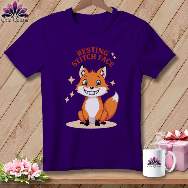 MyDesigns Physical Item S / Team Purple Silly Fox - Resting Stitch Face ~ Relaxed Fit Tee