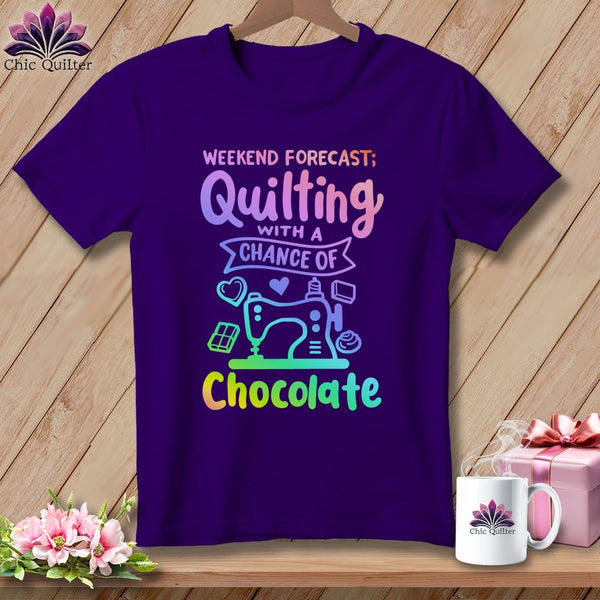 MyDesigns Physical Item S / Team Purple Weekend Forecast Quilting With a Chance of Chocolate ~ Relaxed Fit Tee
