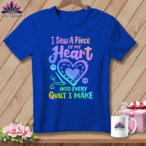 MyDesigns Physical Item S / True Royal I Sew A Piece of My Heart Into Every Quilt ~ Relaxed Fit Tee