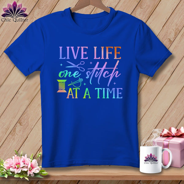 MyDesigns Physical Item S / True Royal Live Life One Stitch at a Time ~ Relaxed Fit Tee