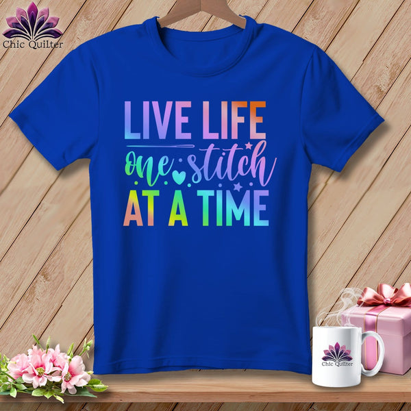 MyDesigns Physical Item S / True Royal Live Life One Stitch at a Time ~ Relaxed Fit Tee