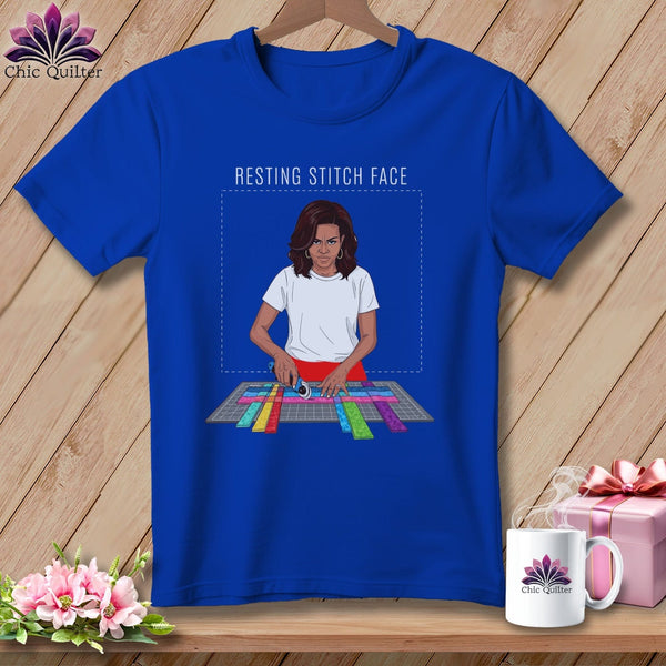 MyDesigns Physical Item S / True Royal Mich Sew - Resting Stitch Face ~ Relaxed Fit Tee