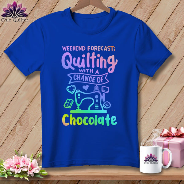 MyDesigns Physical Item S / True Royal Weekend Forecast Quilting With a Chance of Chocolate ~ Relaxed Fit Tee