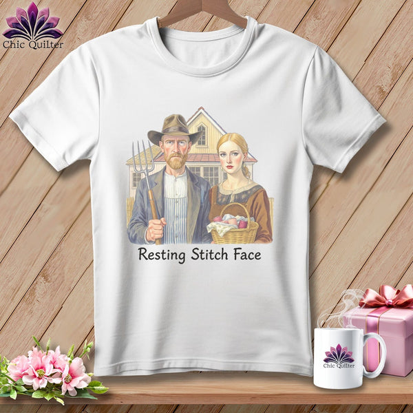 MyDesigns Physical Item S / White American Gothic Seamstress - Resting Stitch Face ~ Premium Tee