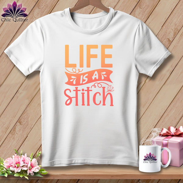 MyDesigns Physical Item S / White Life is a stitch ~ Relaxed Fit Tee