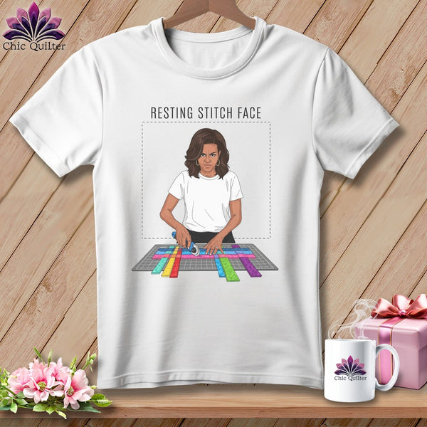 MyDesigns Physical Item S / White Mich Sew - Resting Stitch Face ~ Relaxed Fit Tee