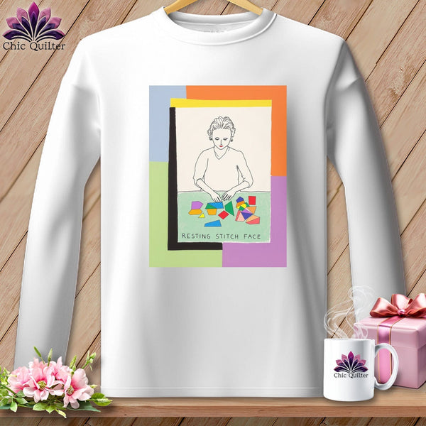 MyDesigns Physical Item S / White Sew-Nia Delaunay - Resting Stitch Face ~ Long Sleeve Tee