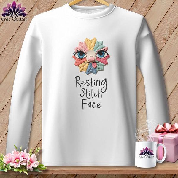MyDesigns Physical Item S / White Tongue - Resting Stitch Face ~ Long Sleeve Tee