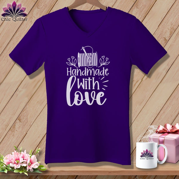 MyDesigns Physical Item Team Purple / S Handmade with Love ~SuperSoft V-Neck Tee