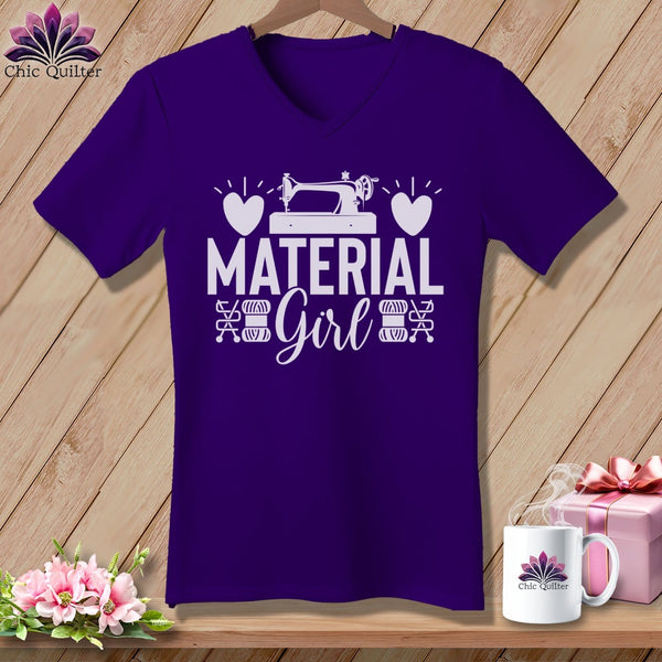 MyDesigns Physical Item Team Purple / S Material Girl ~SuperSoft V-Neck Tee