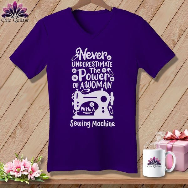 MyDesigns Physical Item Team Purple / S Never Underestimate the Power of a Woman ~SuperSoft V-Neck Tee