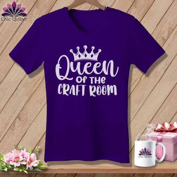 MyDesigns Physical Item Team Purple / S Queen of the Craft Room ~SuperSoft V-Neck Tee