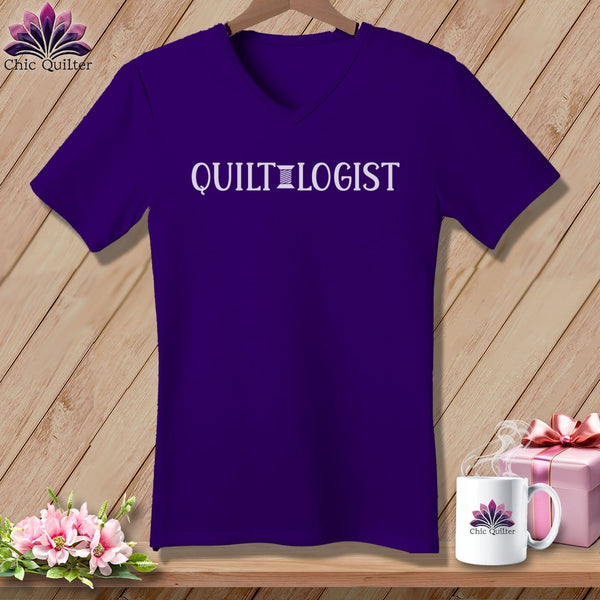 MyDesigns Physical Item Team Purple / S Quilt Logist ~SuperSoft V-Neck Tee
